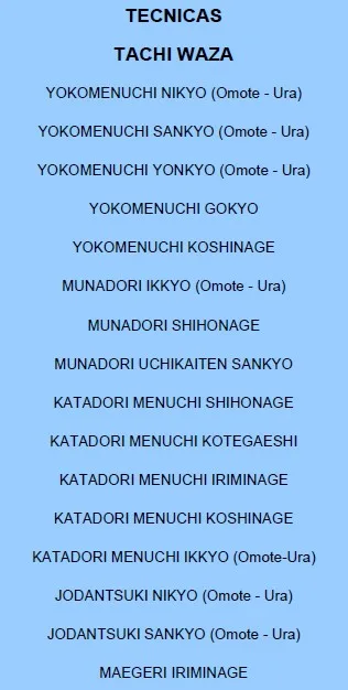 Ficha del programa de 2º Kyu